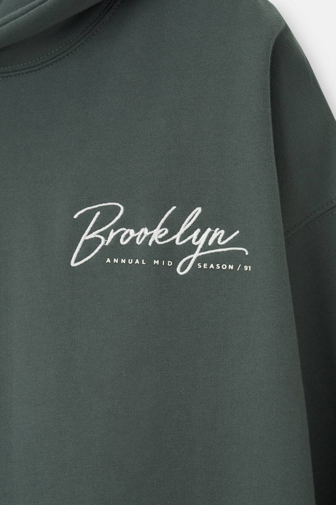 Pull&Bear Brooklyn hoodie in black