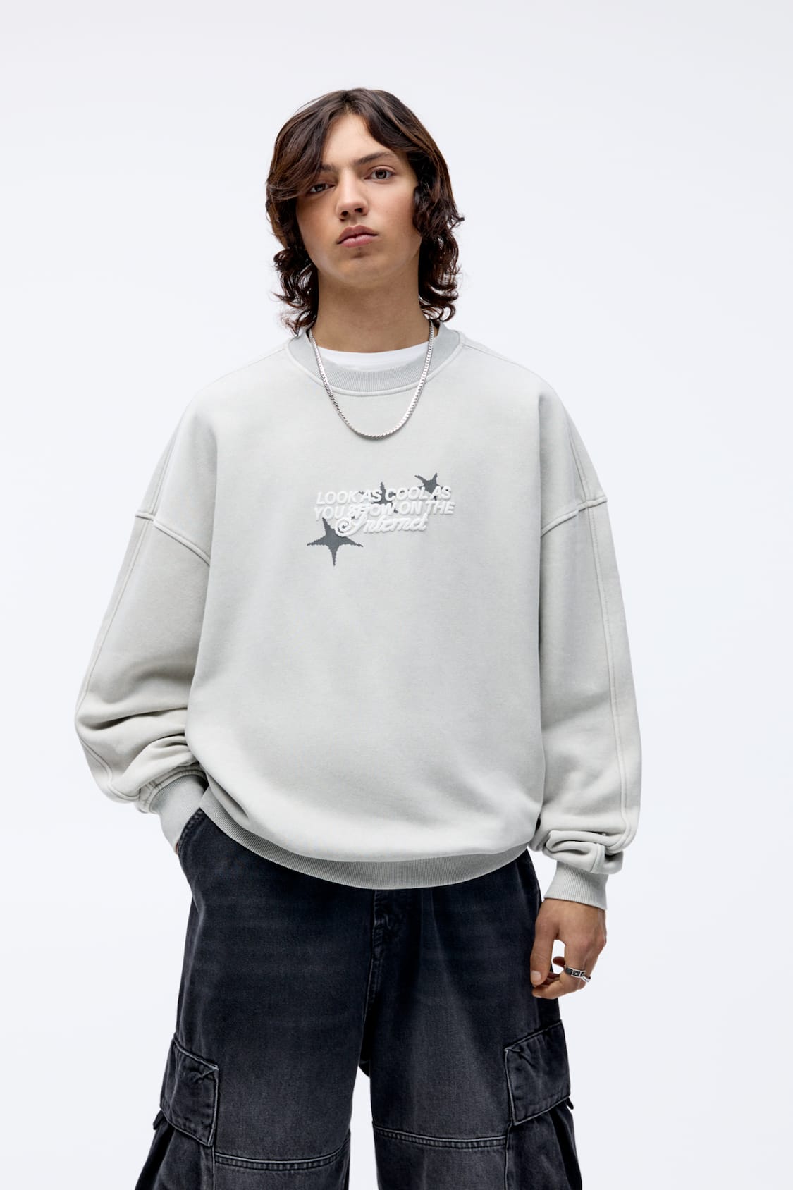 Pull&Bear oversized sweatshirt in washed khaki
