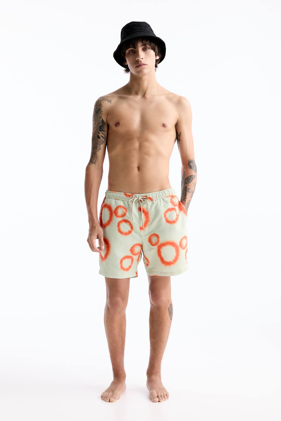 Orange tie-dye swimming trunks - PULL&BEAR
