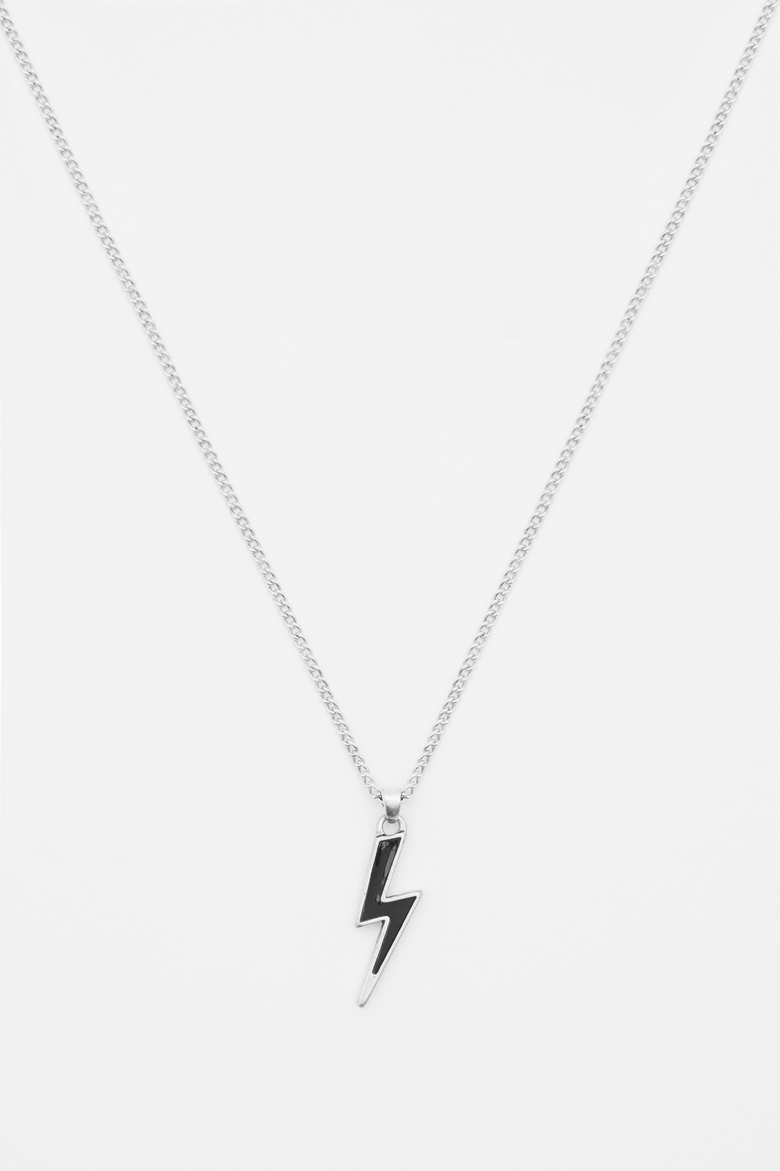 Diamond and Silver Lightning Bolt Necklace