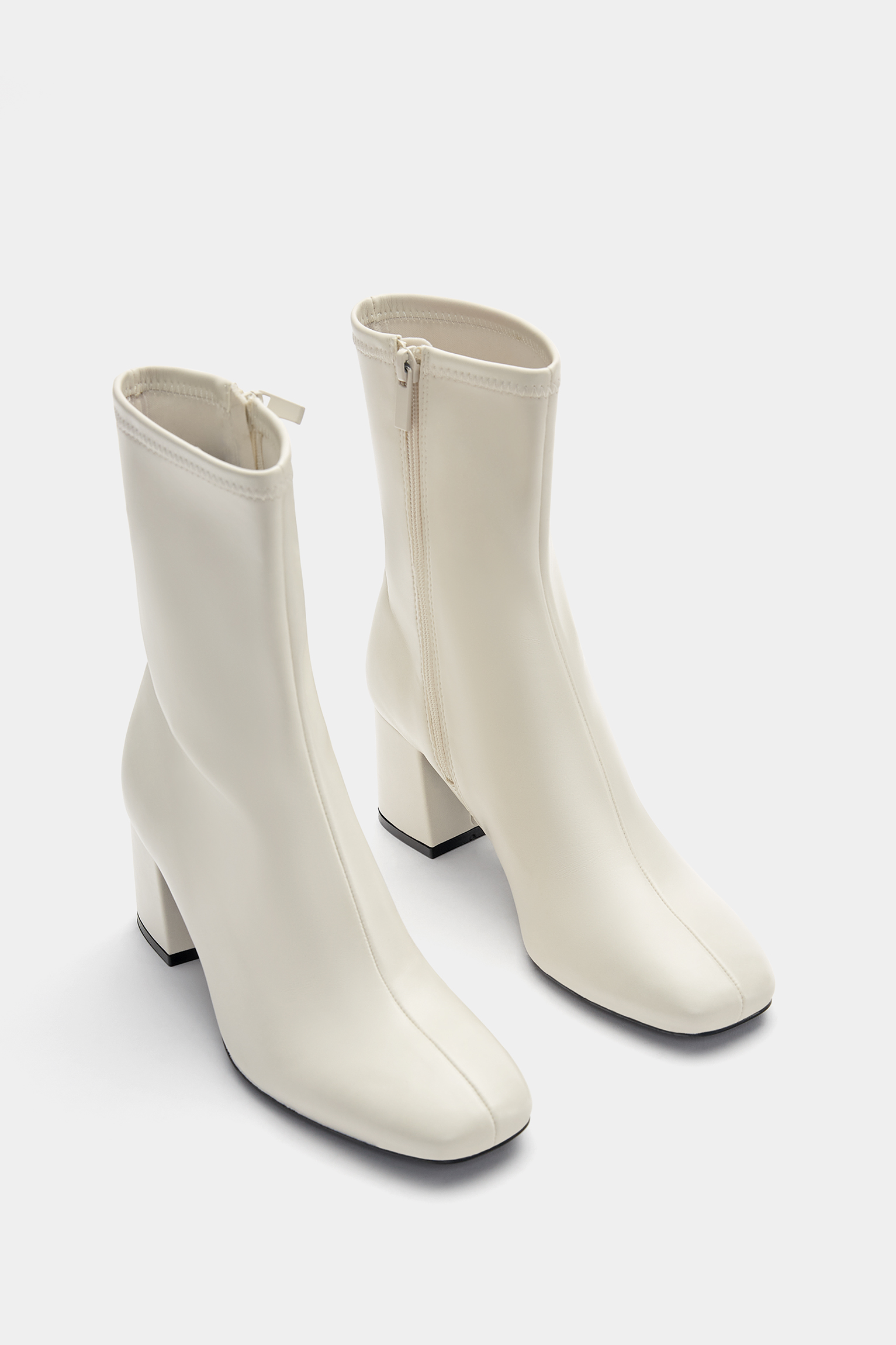 Off white calf leather platform ankle boots