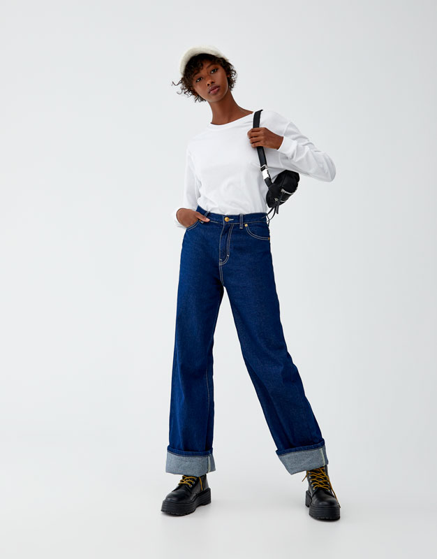 pull and bear wide leg jeans