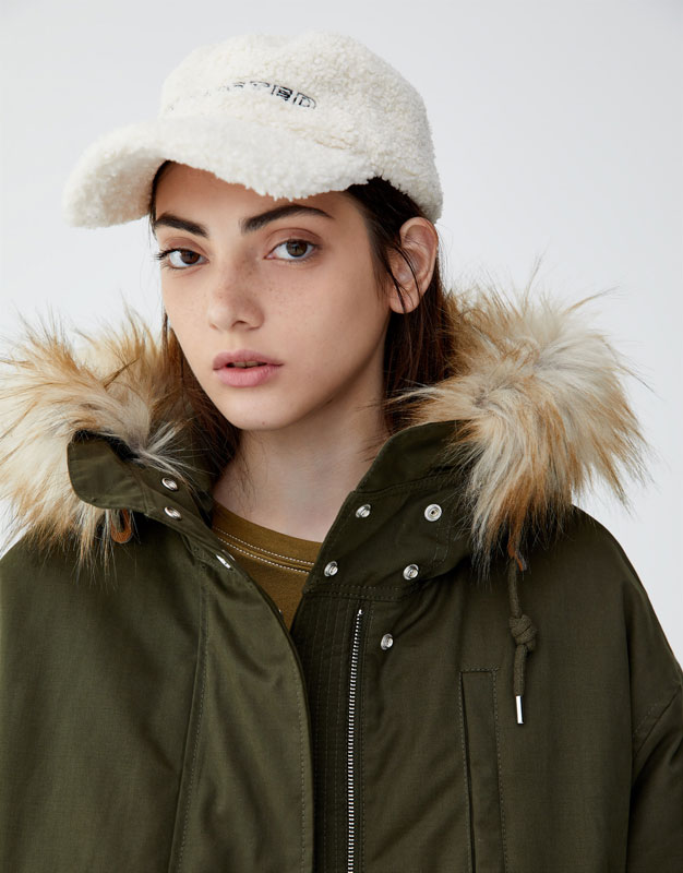 Pull & Bear Short parka with faux fur hood at £49.99 | love the brands