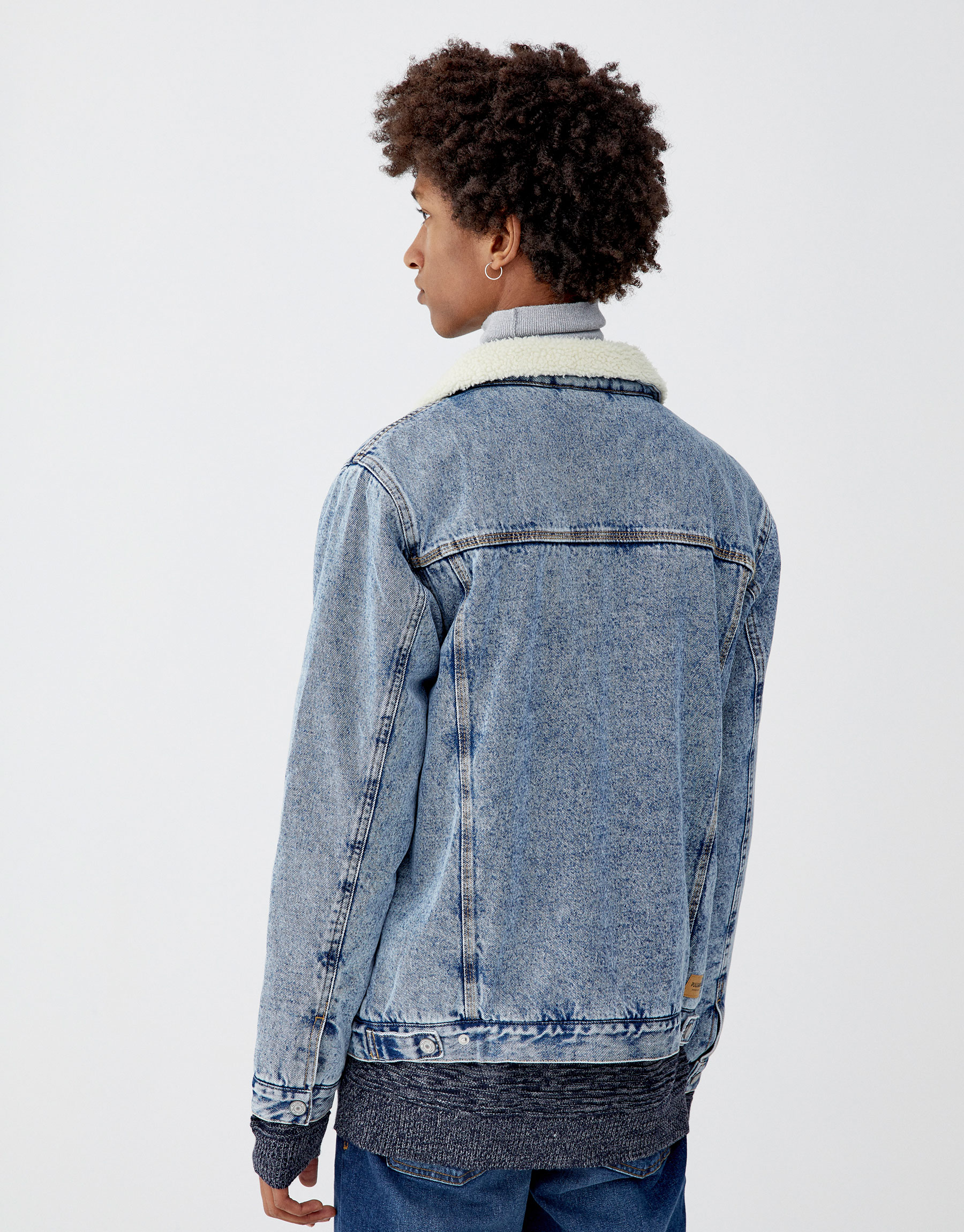Pull & Bear Denim jacket with a fleece collar at £49.99 | love the brands