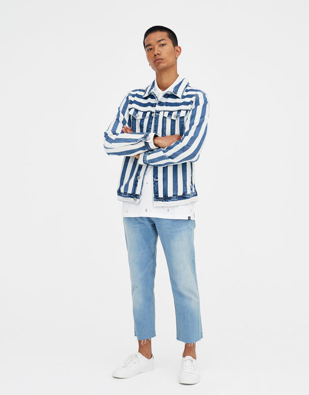 striped denim jacket mens