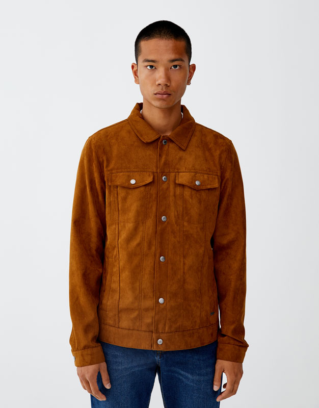Pull & Bear Faux suede trucker jacket at £49.99 | love the brands