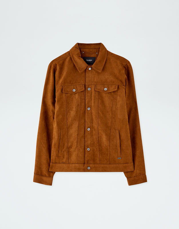Pull & Bear Faux suede trucker jacket at £49.99 | love the brands