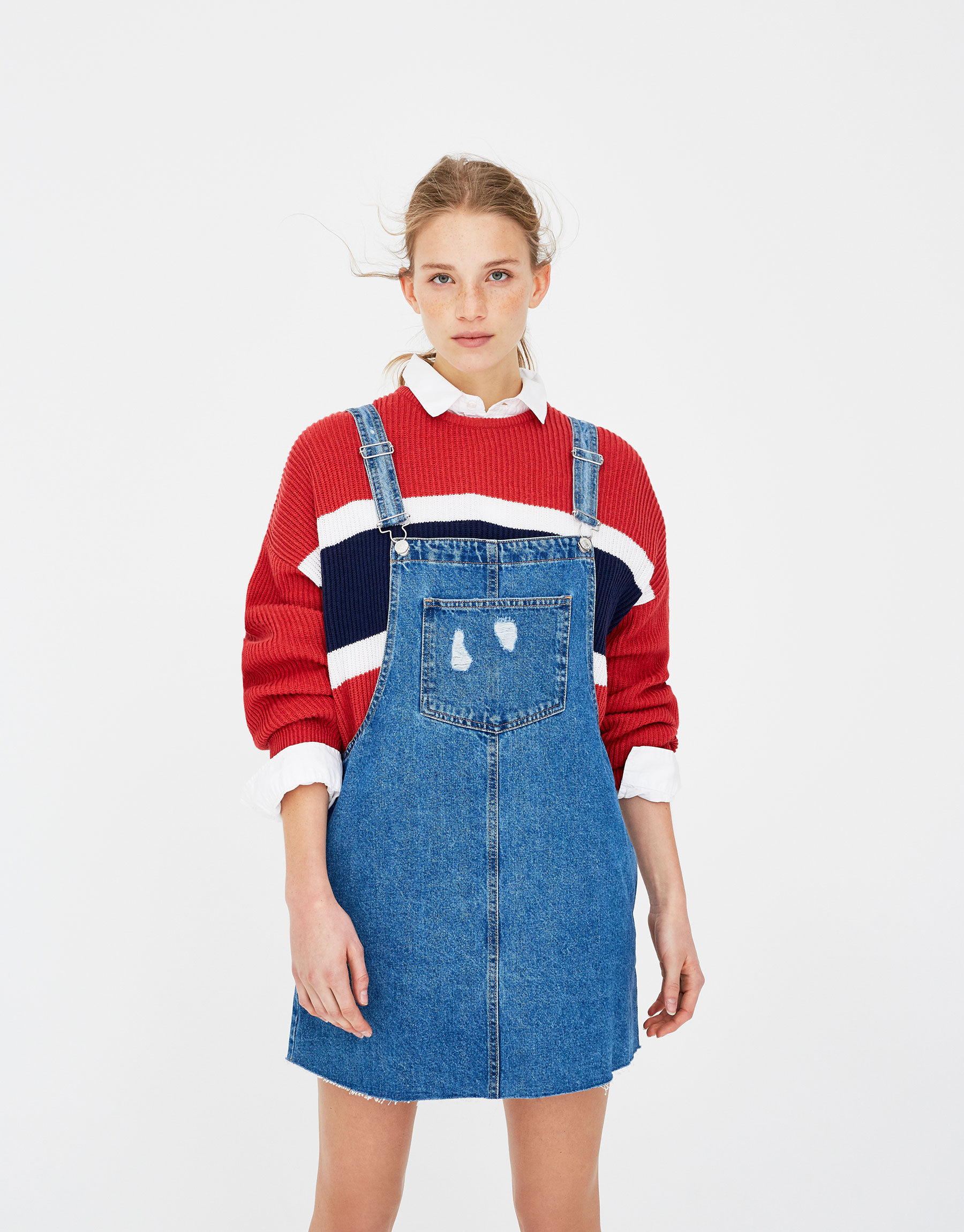 Shoptagr Vestido Saia Denim Bainha Sem Arrematar By Pull Bear