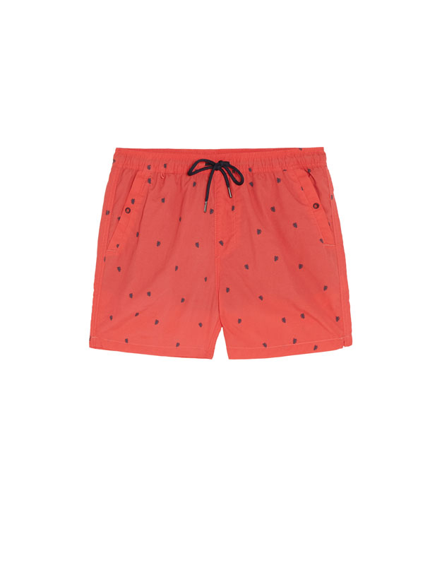 PullAndBear - floral print swimsuit - red - 05800513-V2018