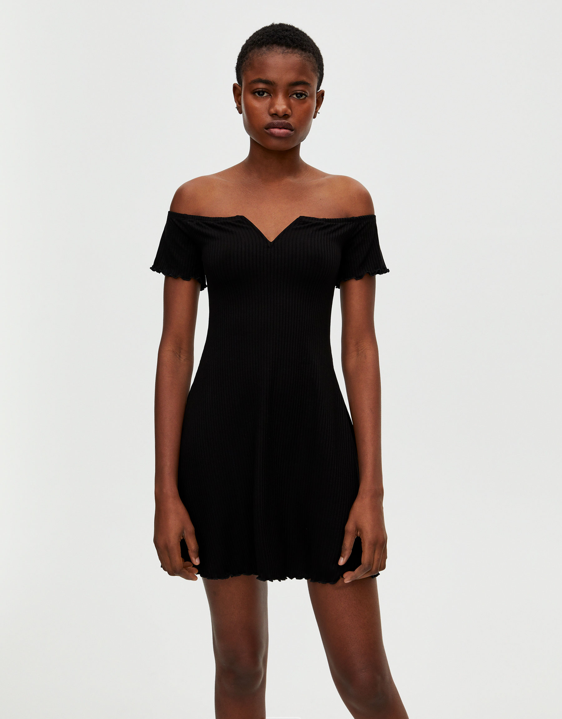 boat neck mini dress