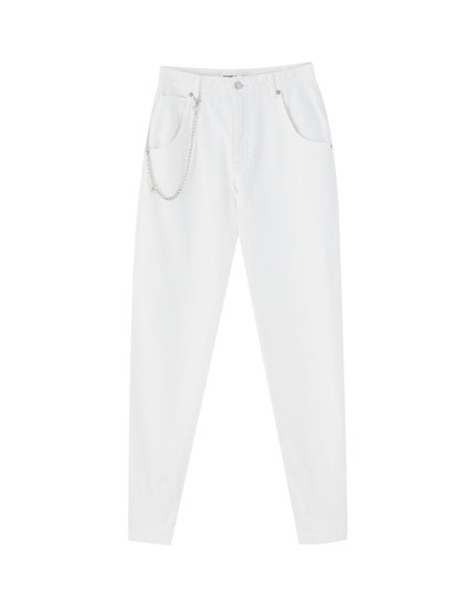 White Gaucho Jeans Pull Bear