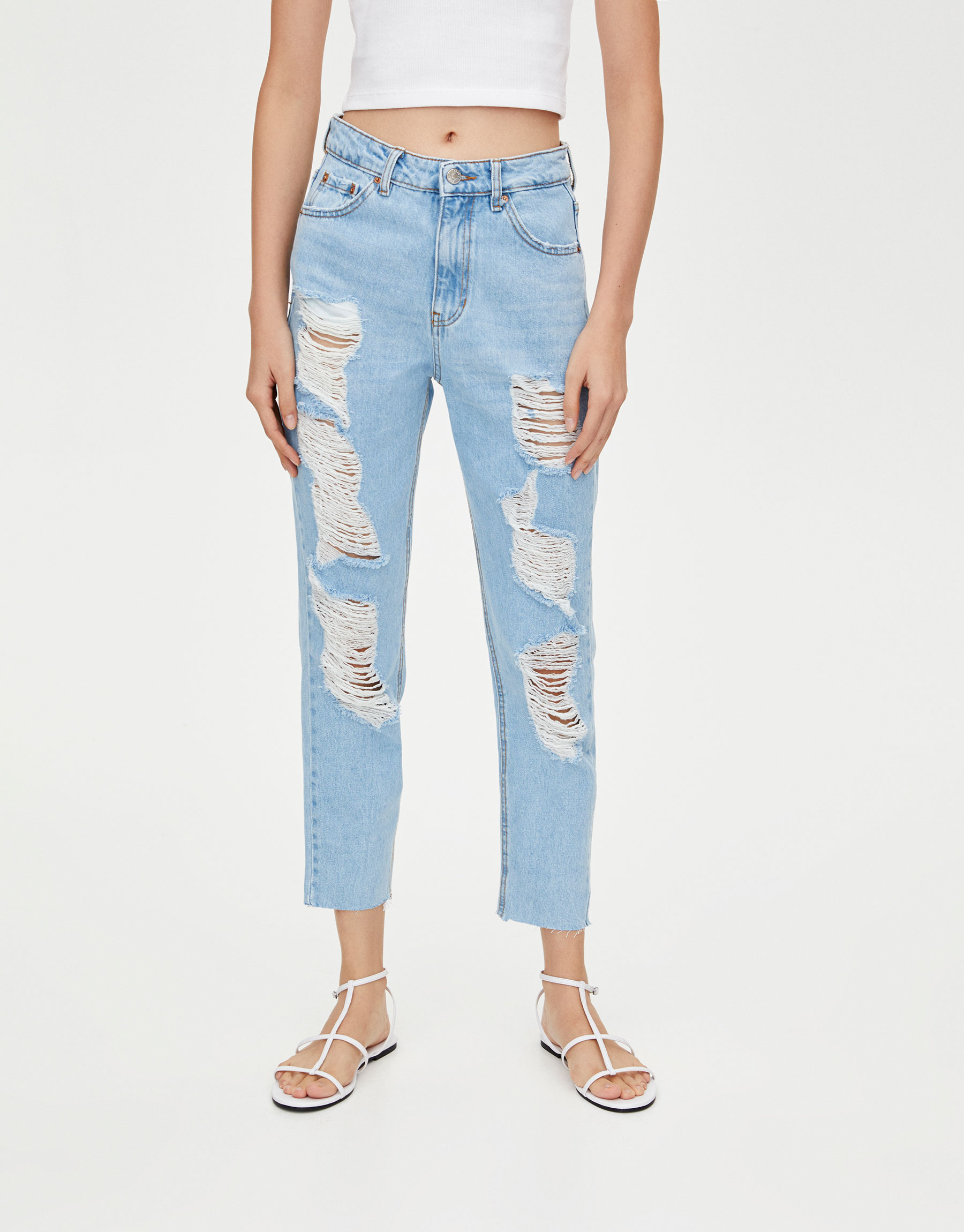 pull and bear ripped mom jeans