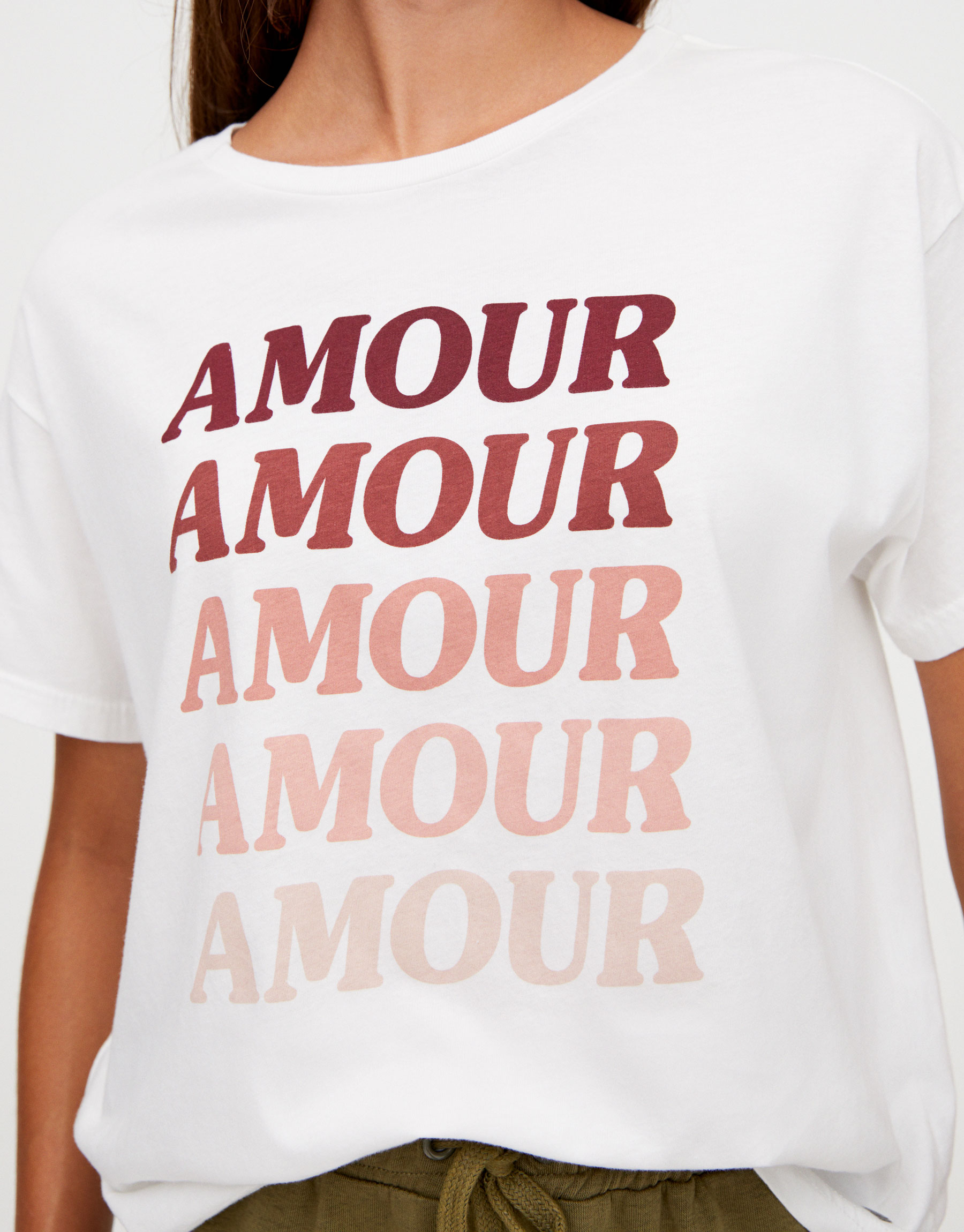 Modalite Net Pull Bear Amour Slogan T Shirt