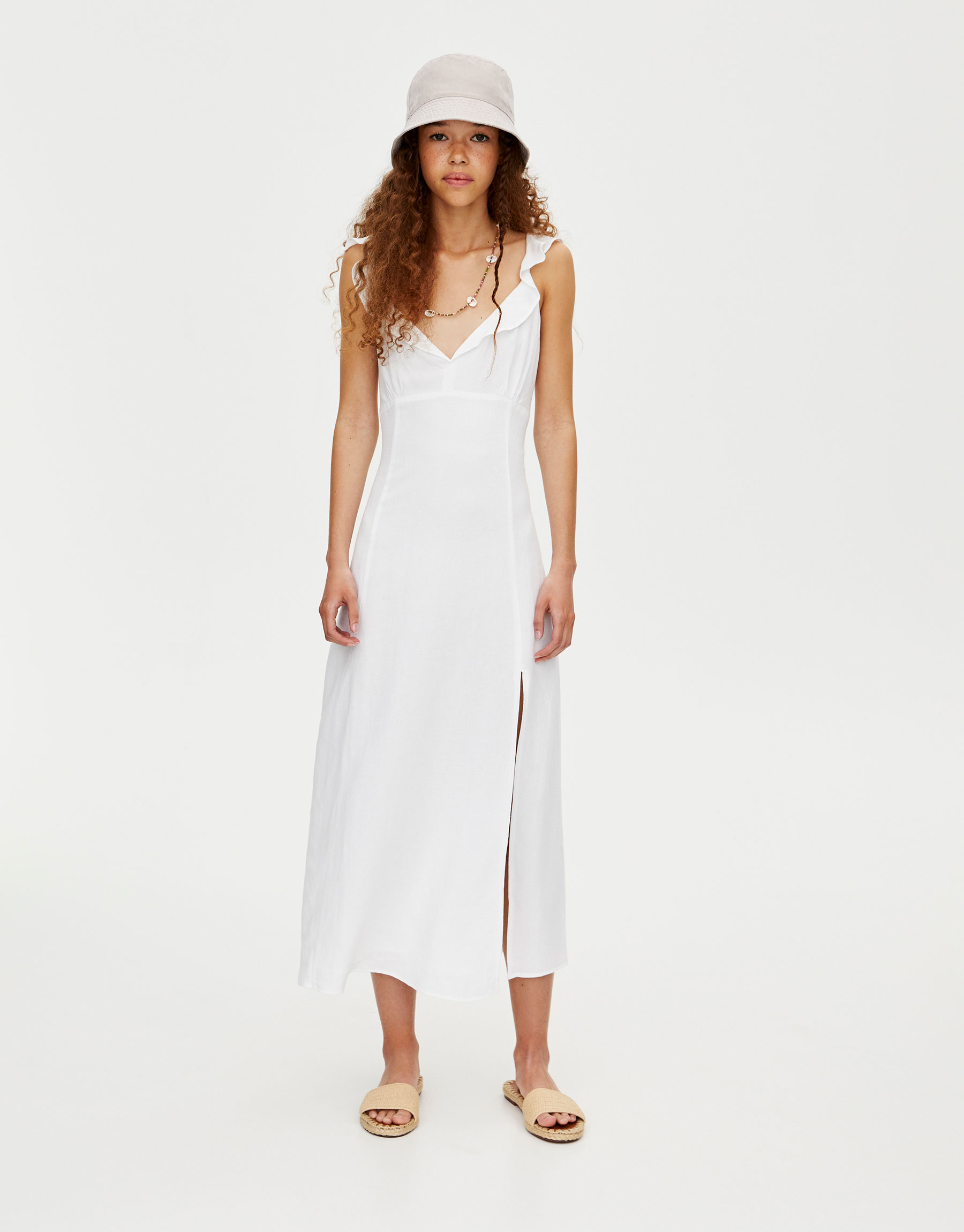 white strappy midi dress