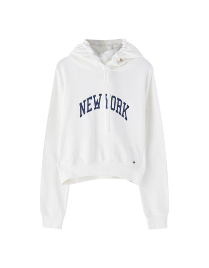 hoodie pull and bear white