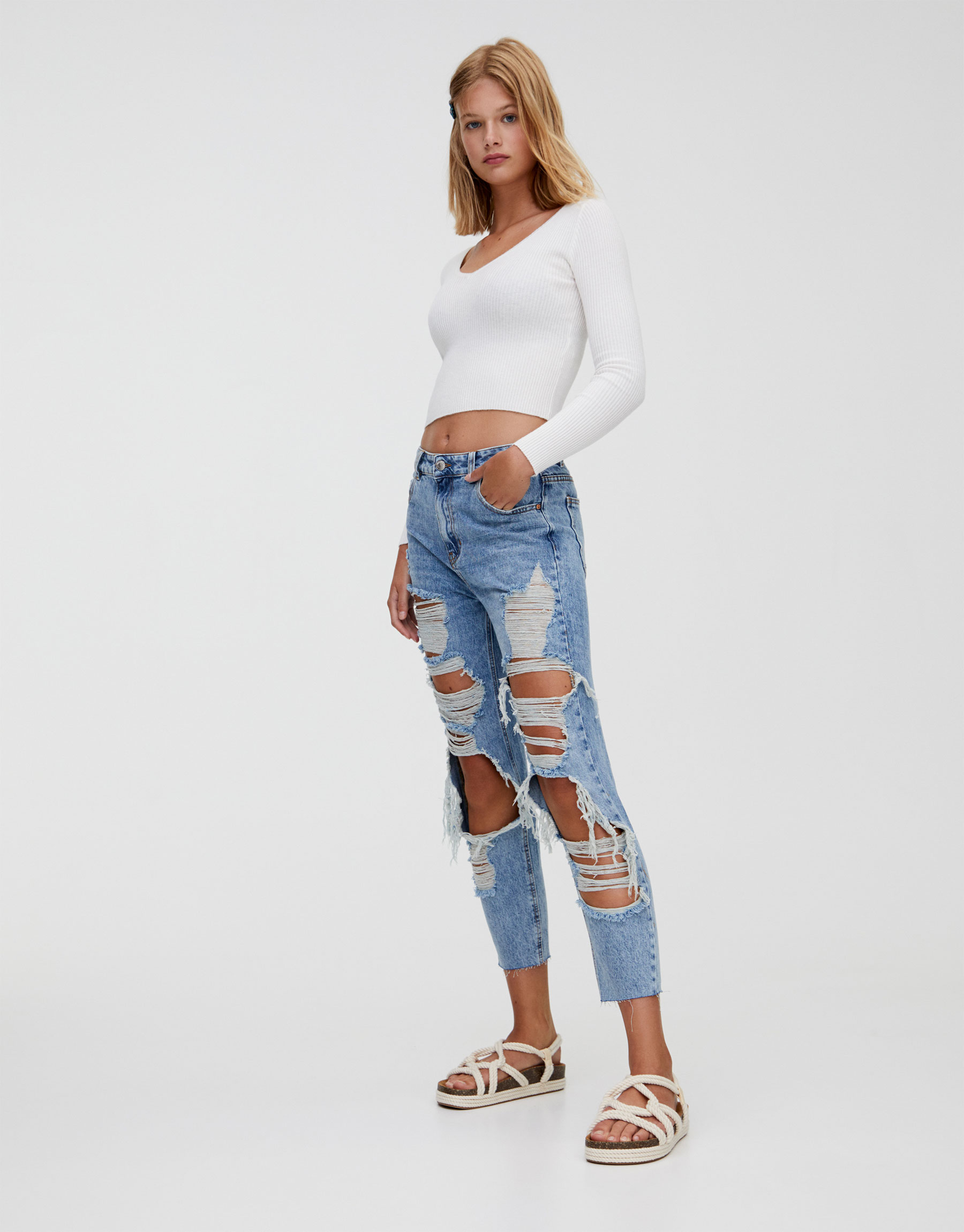 jeans with large rips