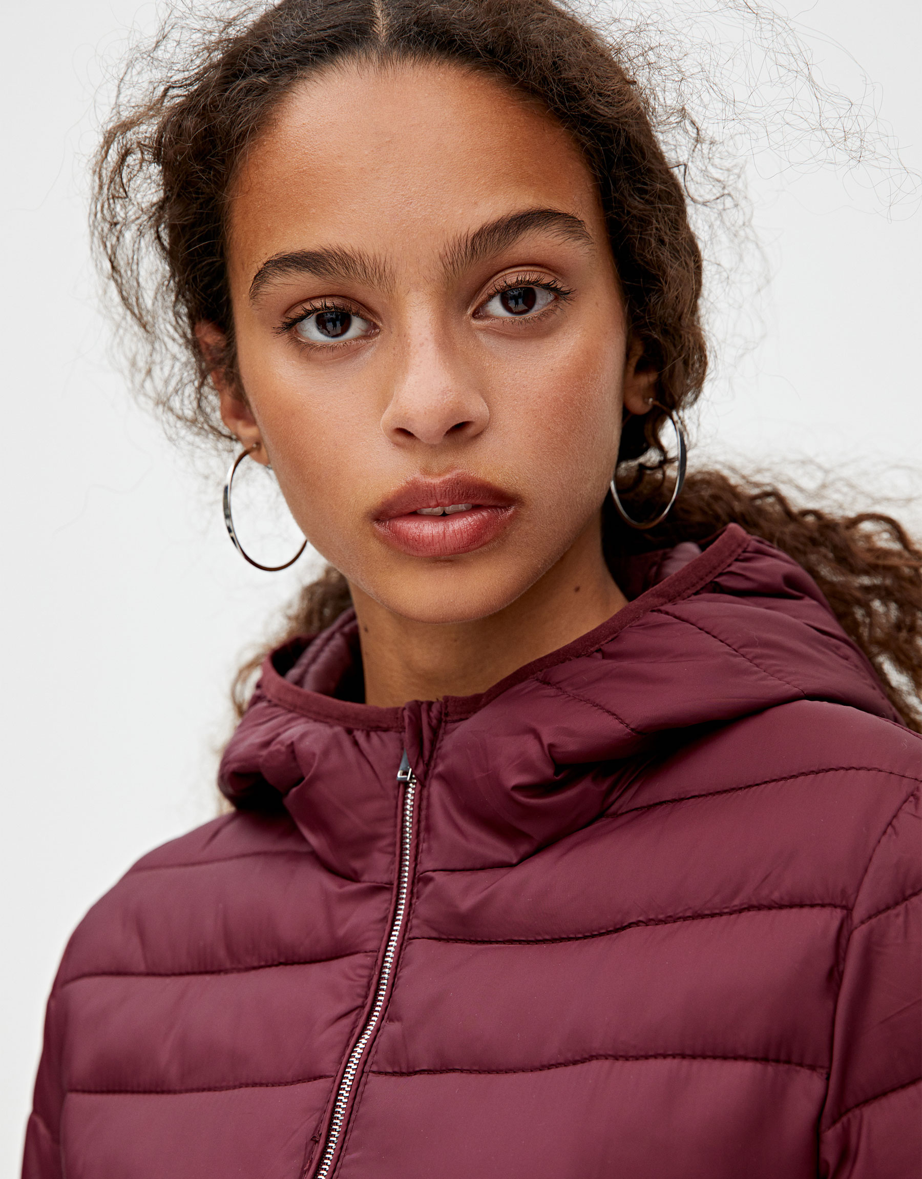 pull and bear hooded puffer jacket