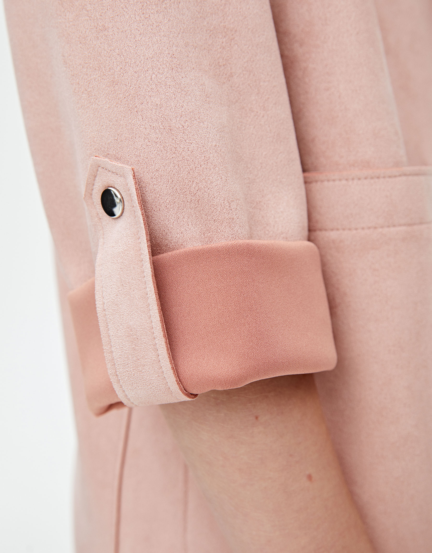 pink faux suede coat