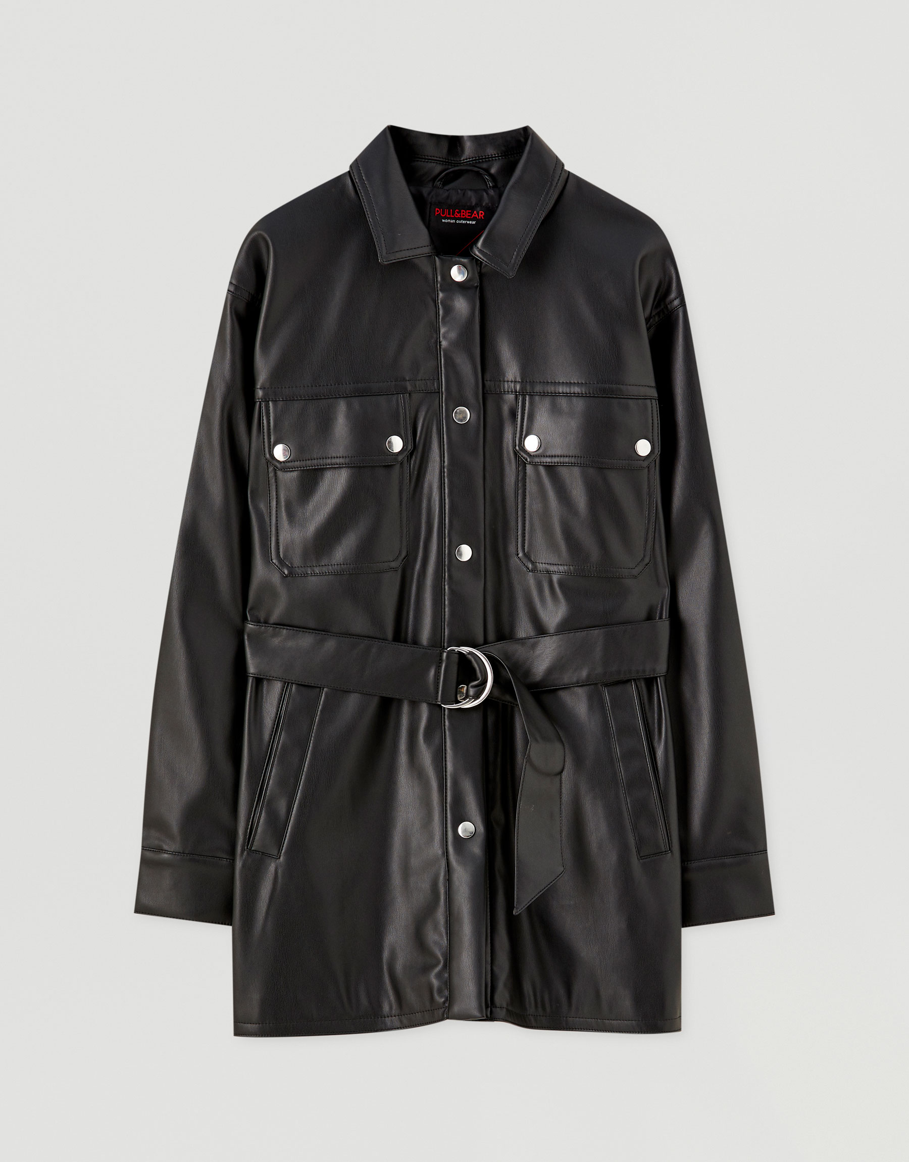 Pull & Bear Siyah suni deri ince ceket Pull & Bear Siyah suni deri ince ceket