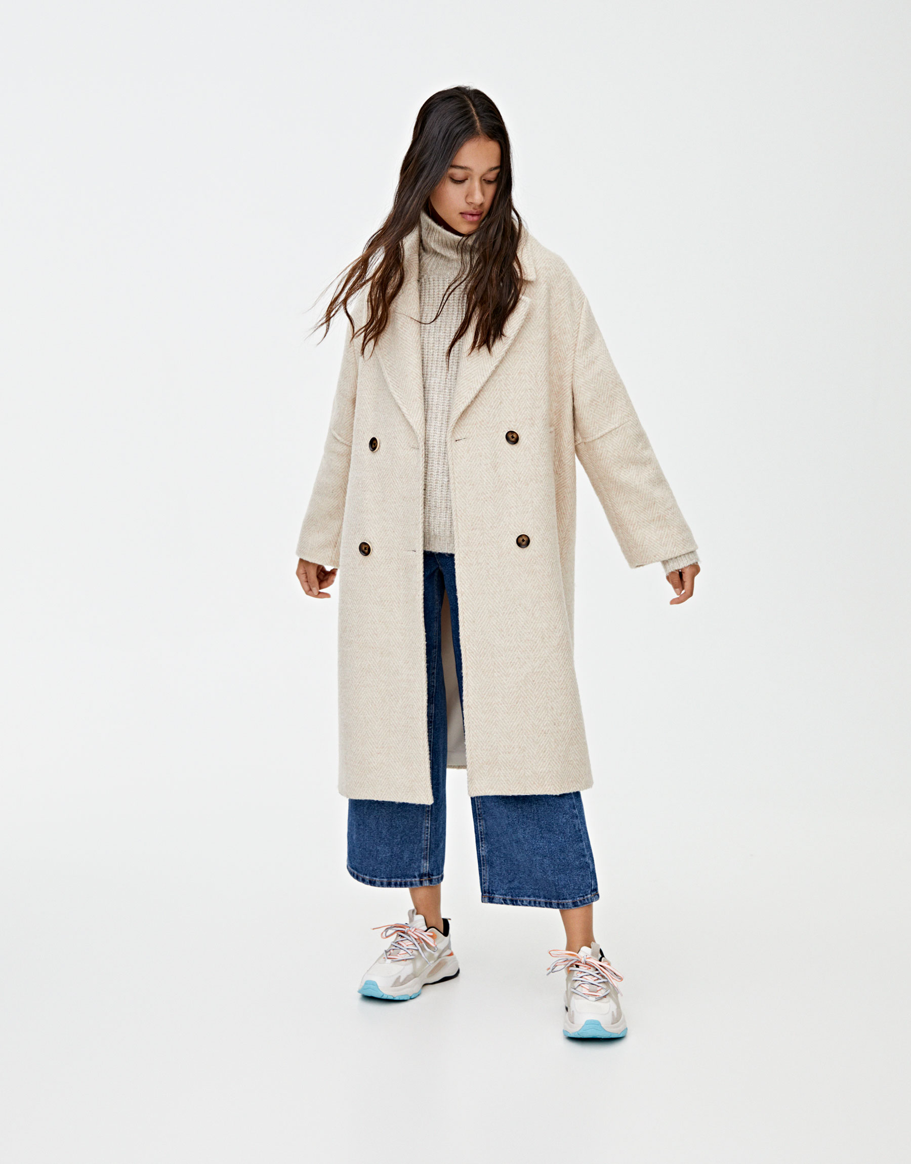 pull and bear manteau beige