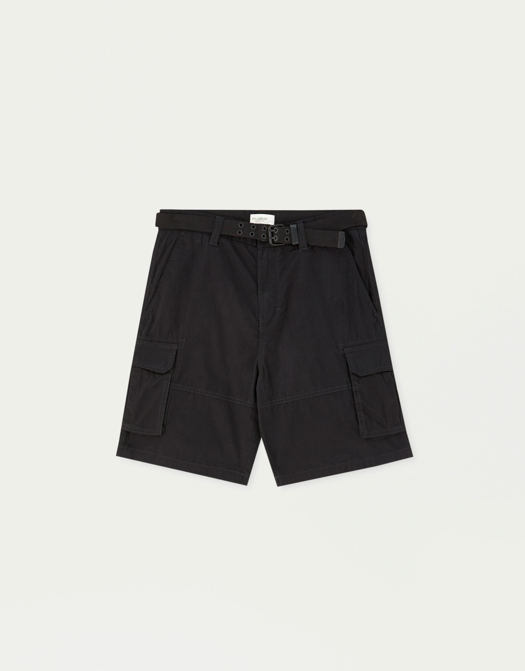 Shorts - Cargo Bermuda shorts with belt and buckle.