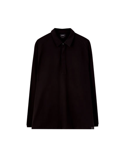 oversized long sleeve polo shirt