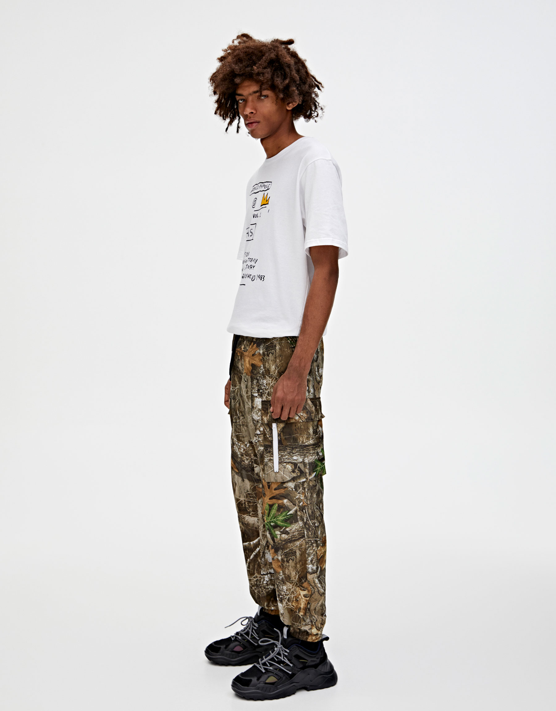leaf print cargo pants