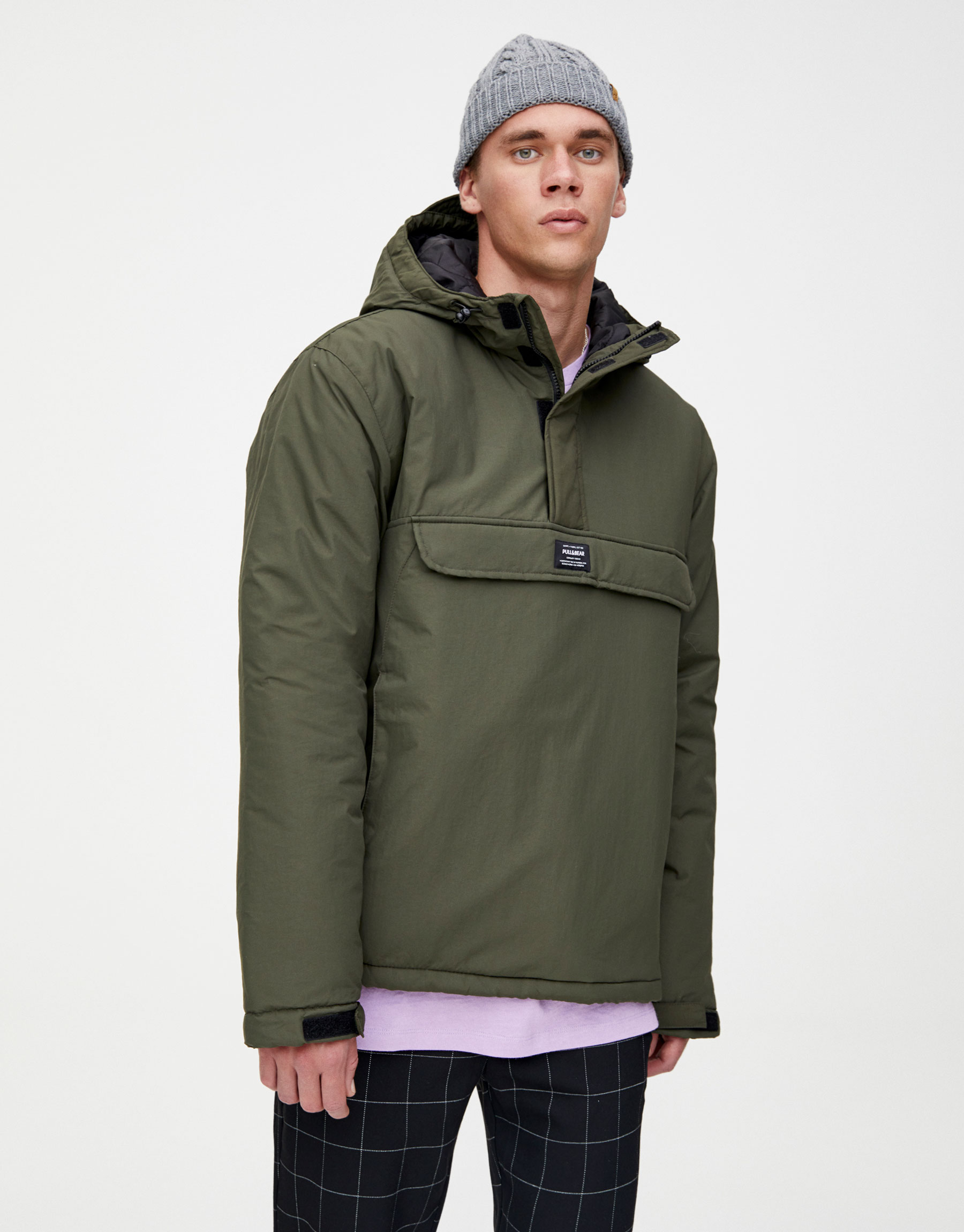 Pull \u0026 Bear - Nylon hooded anorak jacket