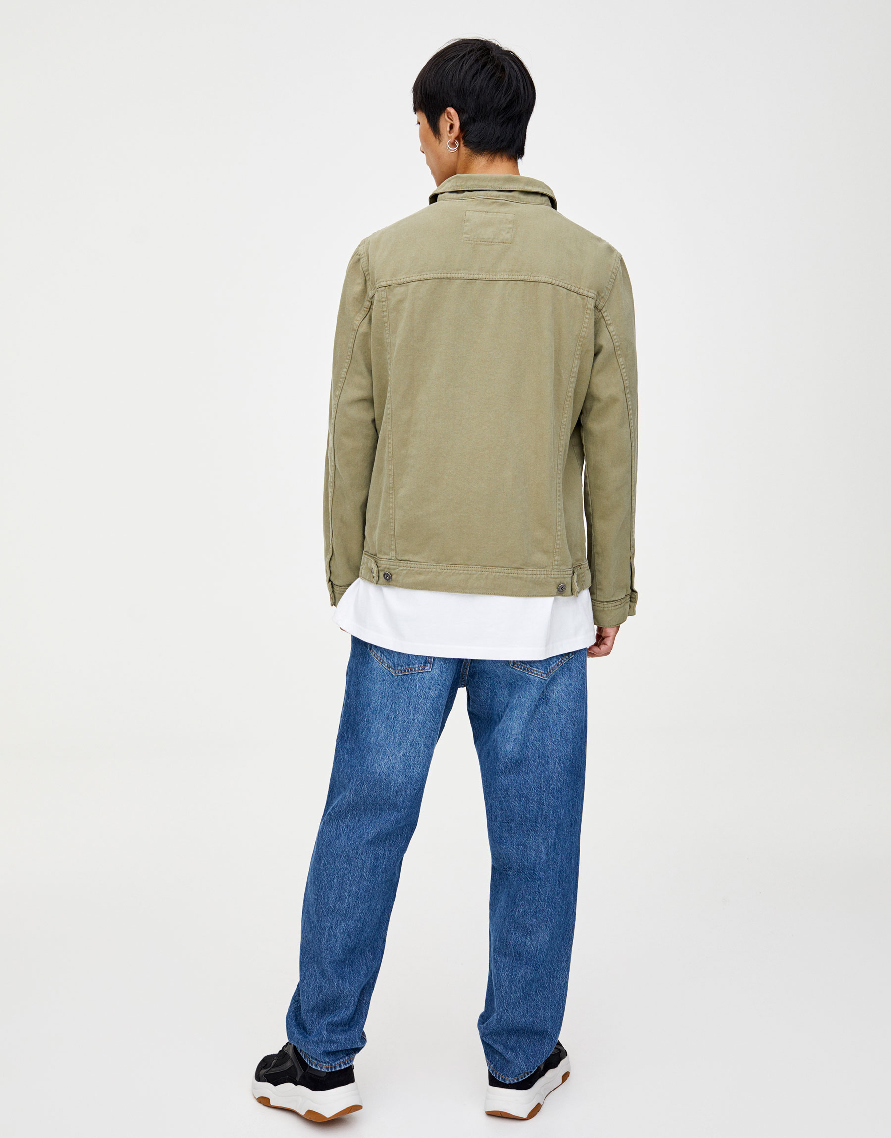 pull&bear denim jacket in khaki