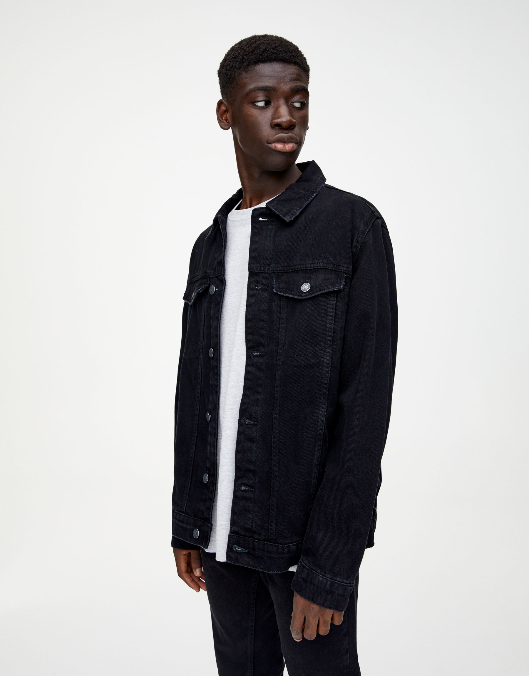 pull&bear black denim jacket