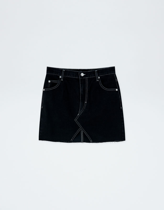 pull and bear black denim skirt
