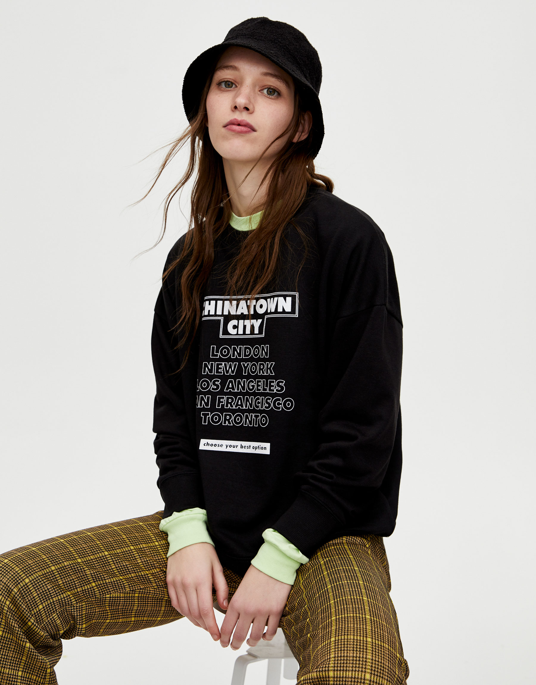 Oversized Licensed Rock Star Cropped Sweatshirt for Women