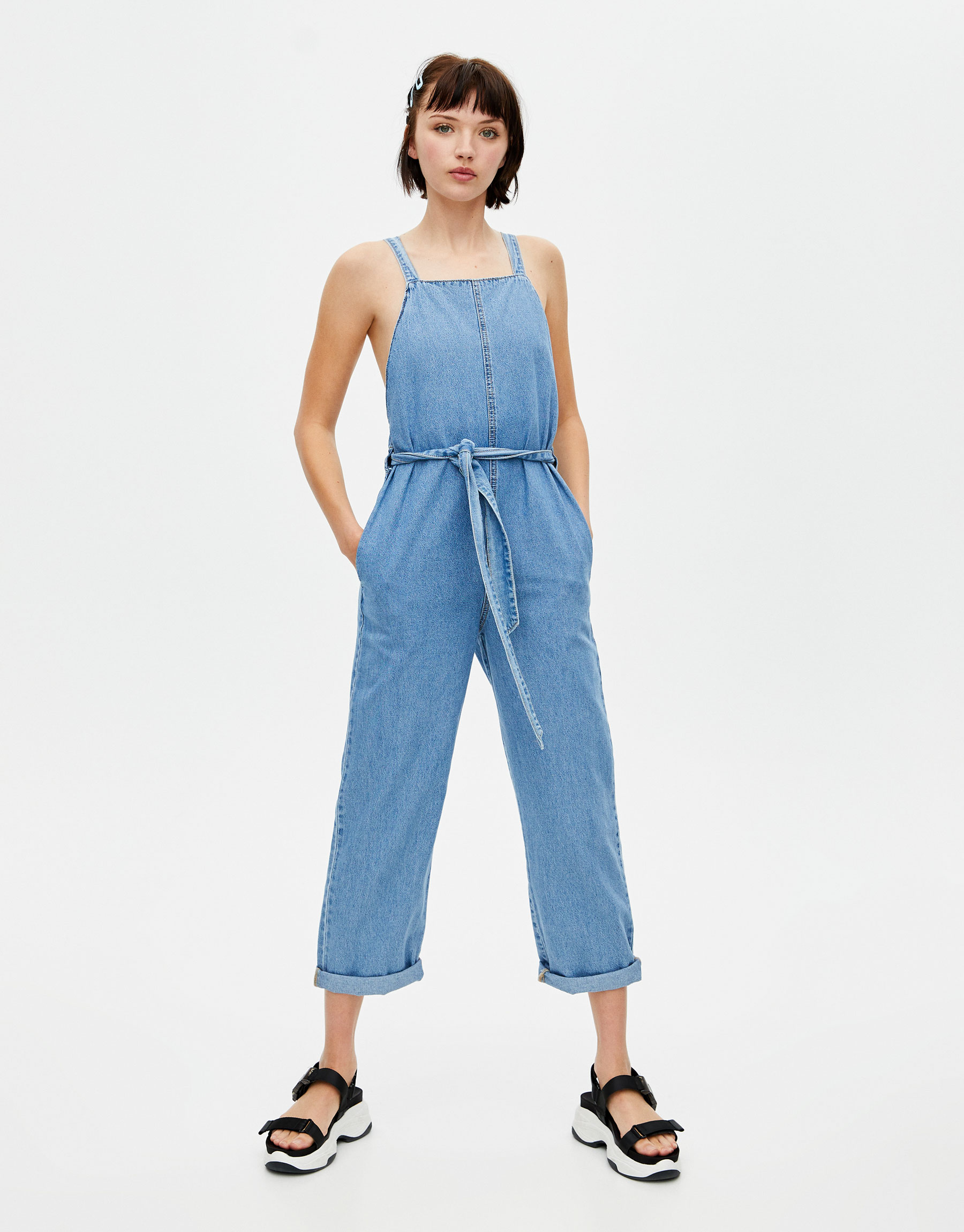 pull and bear denim jumpsuit