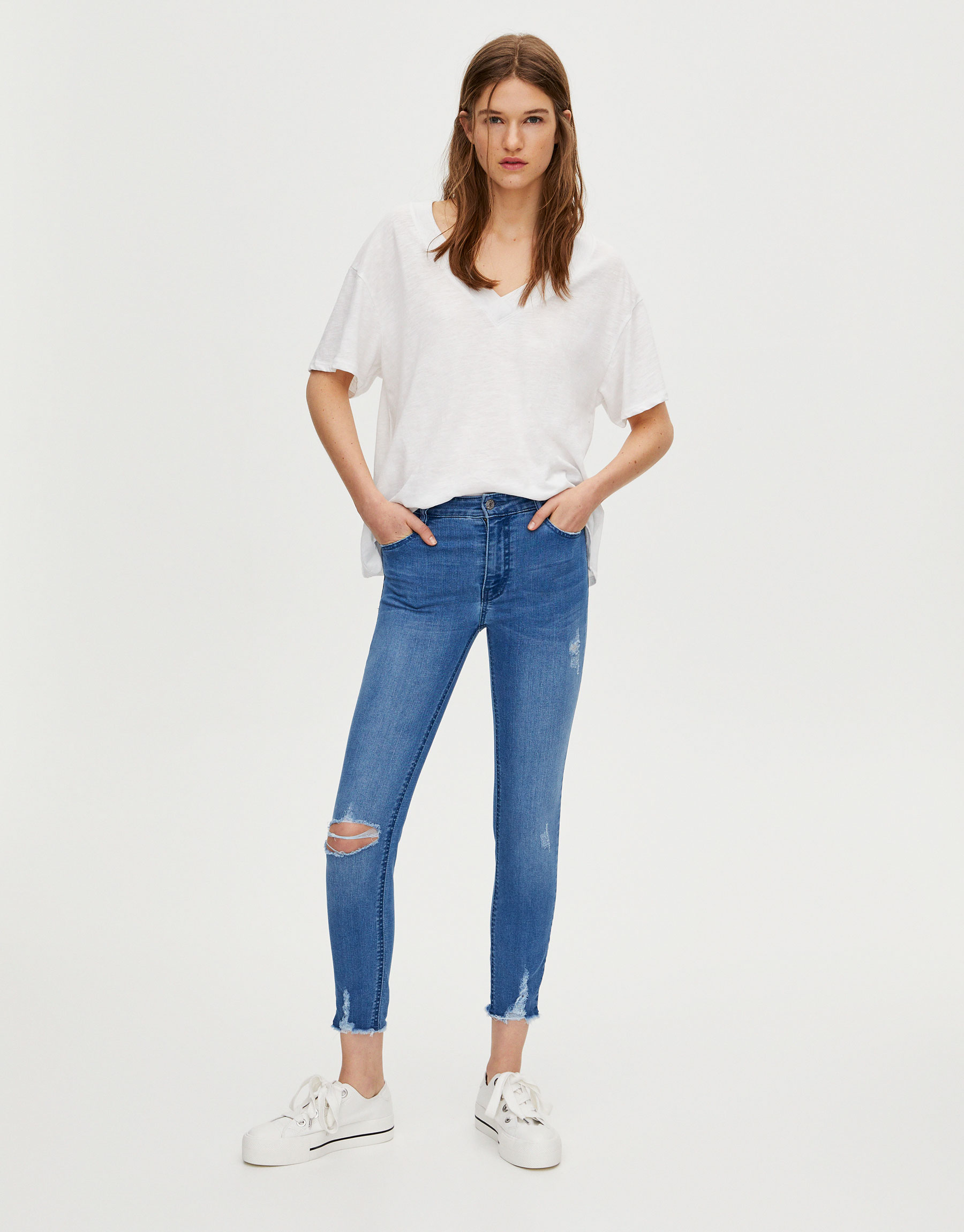 pull and bear skinny mid waist