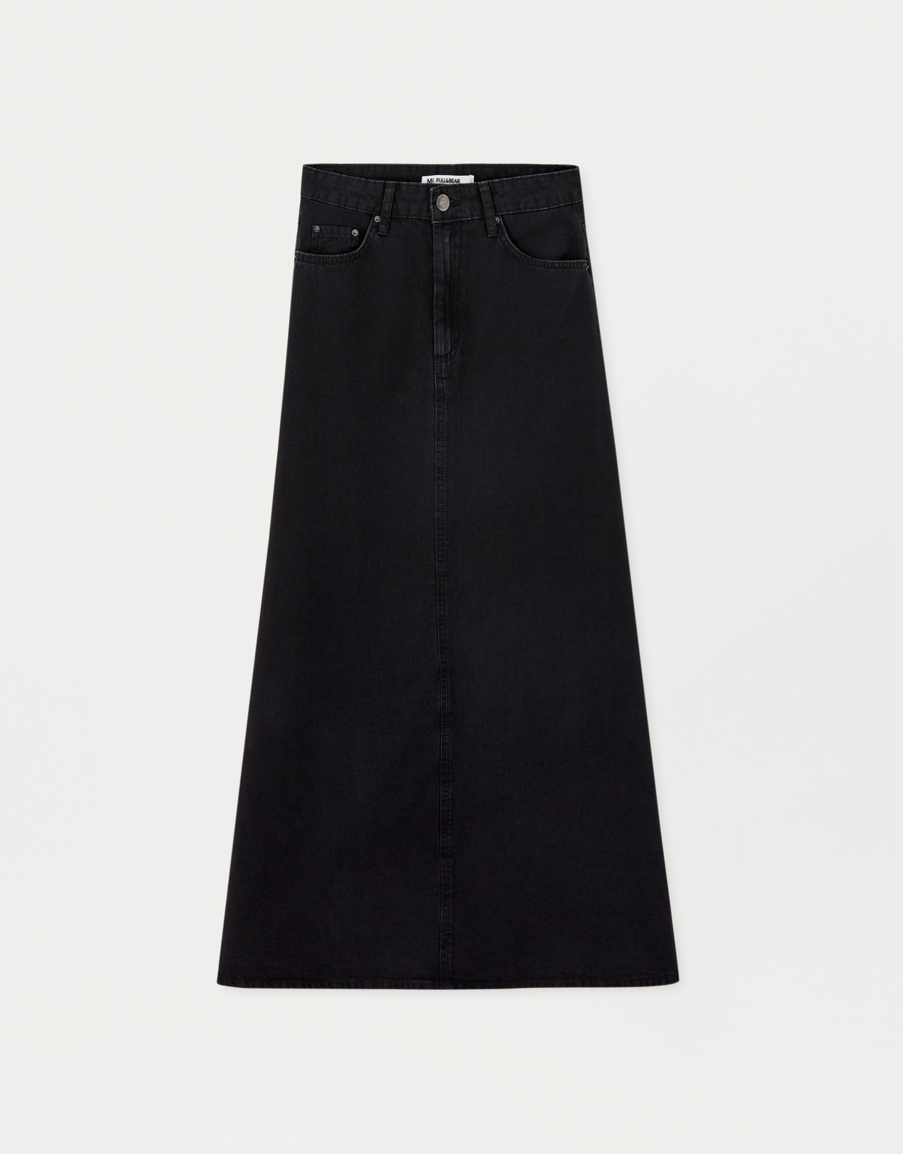 pull and bear black denim skirt