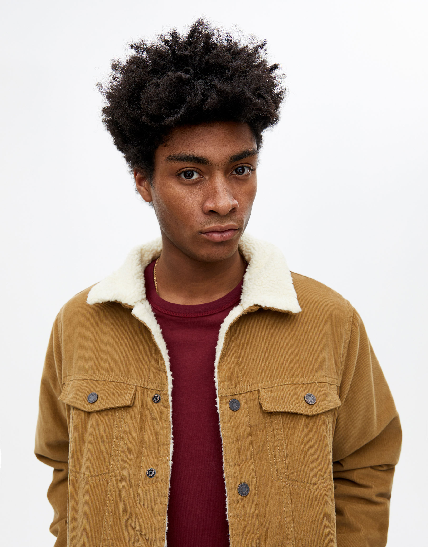 Corduroy trucker jacket with faux 
