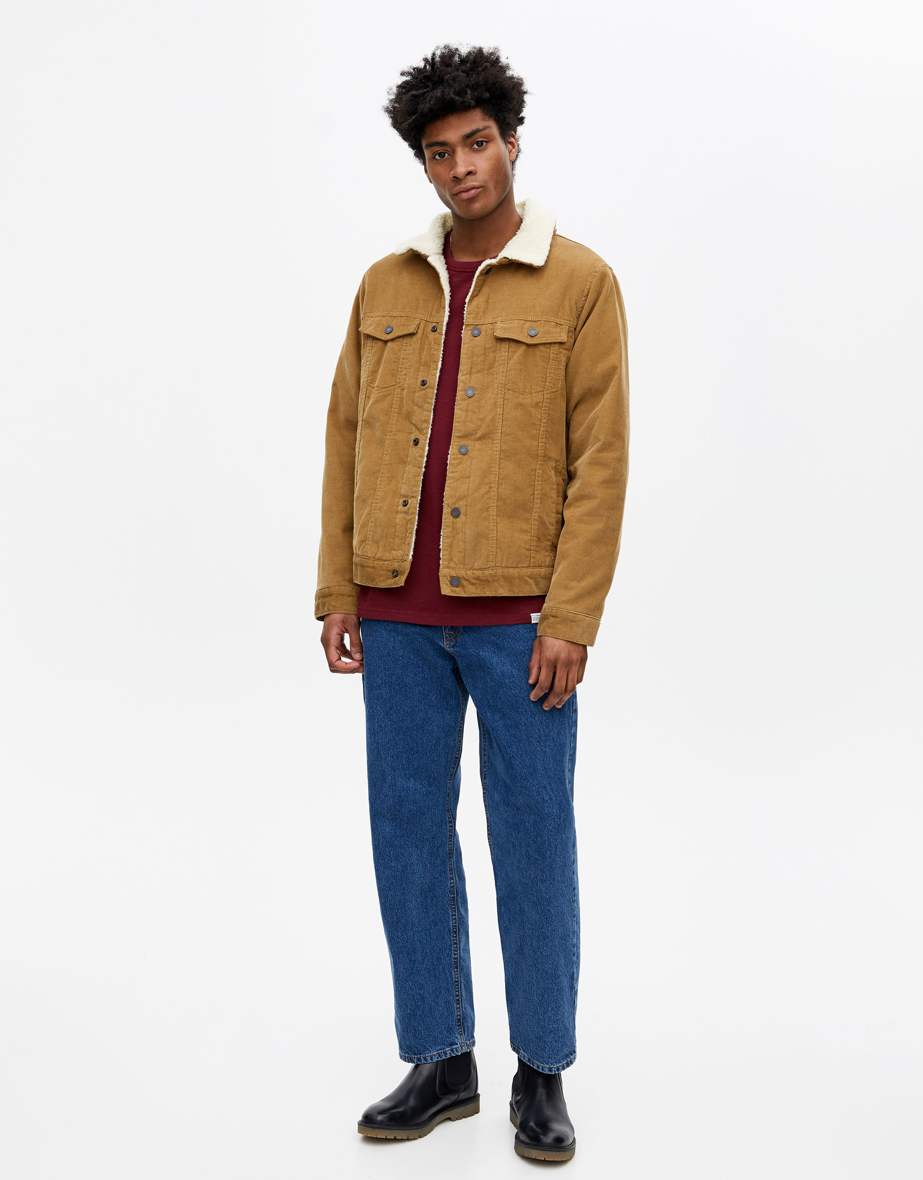 corduroy and faux shearling trucker jacket