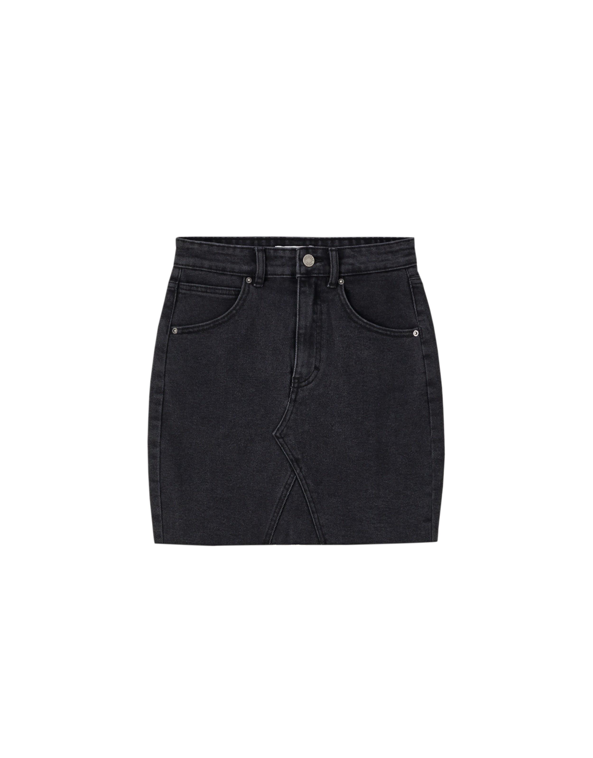 grey denim mini skirt