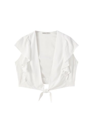 camisa blanca mujer pull and bear