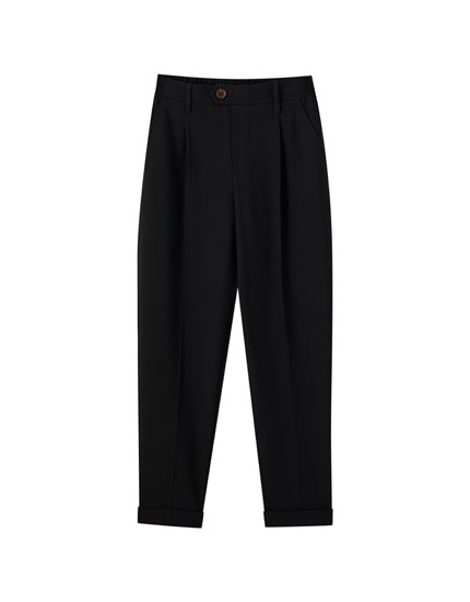 Black tailored trousers - PULL\u0026BEAR