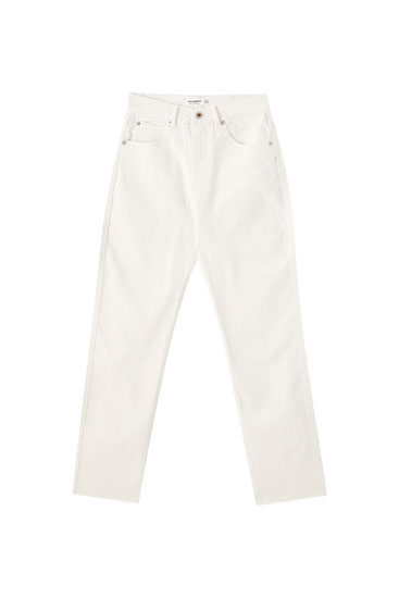 white denim pull on jeans