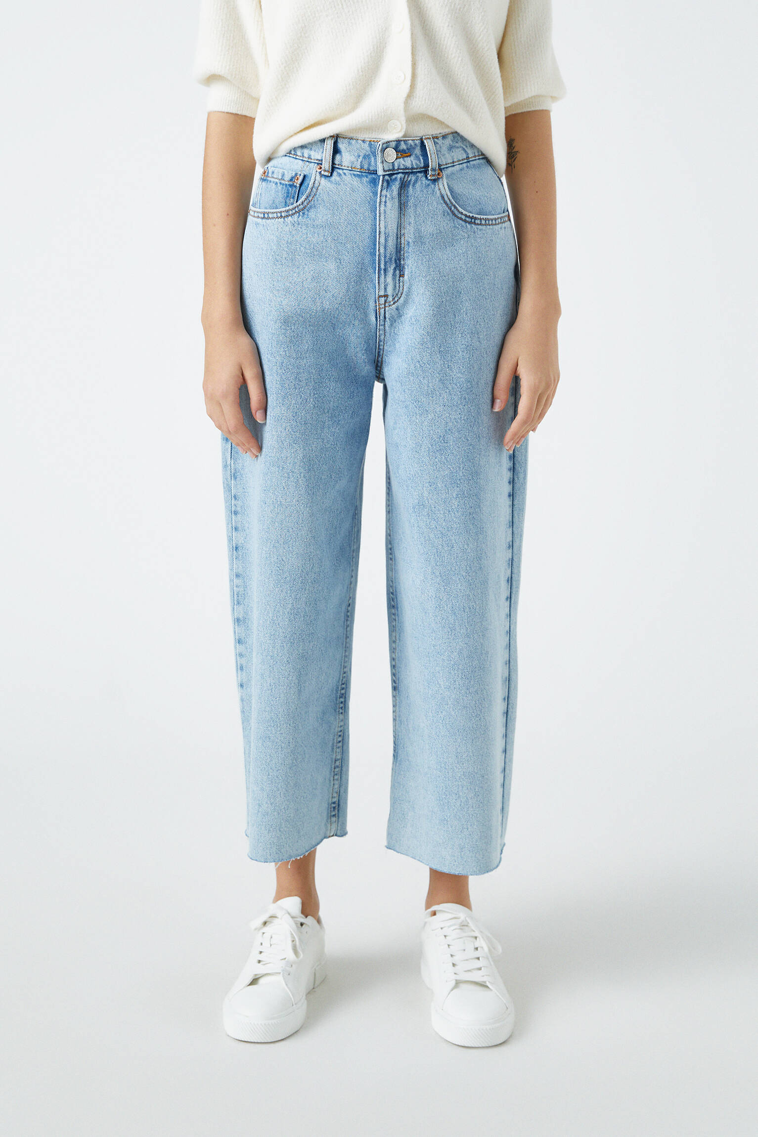 Pull \u0026 Bear - Basic cotton culotte jeans