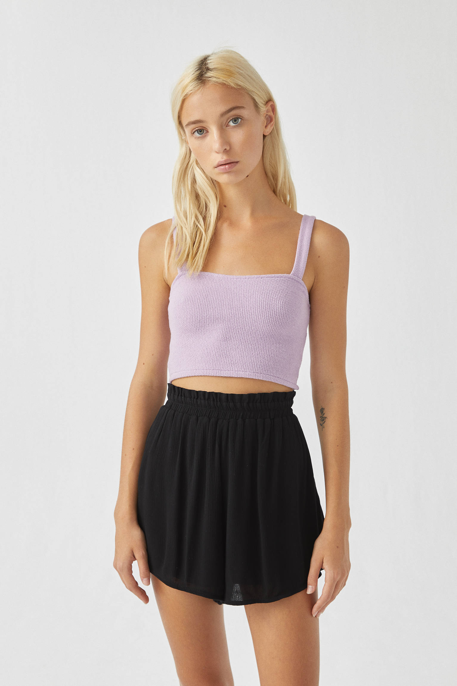 Pull & Bear - Strappy crop top with open knit detail