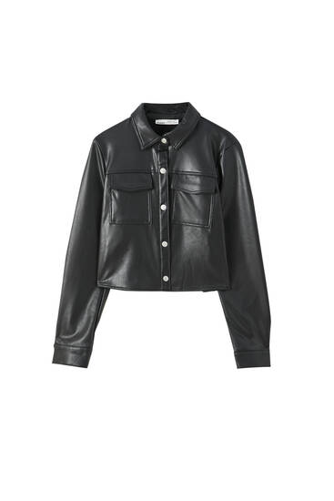 pull and bear leather shirt