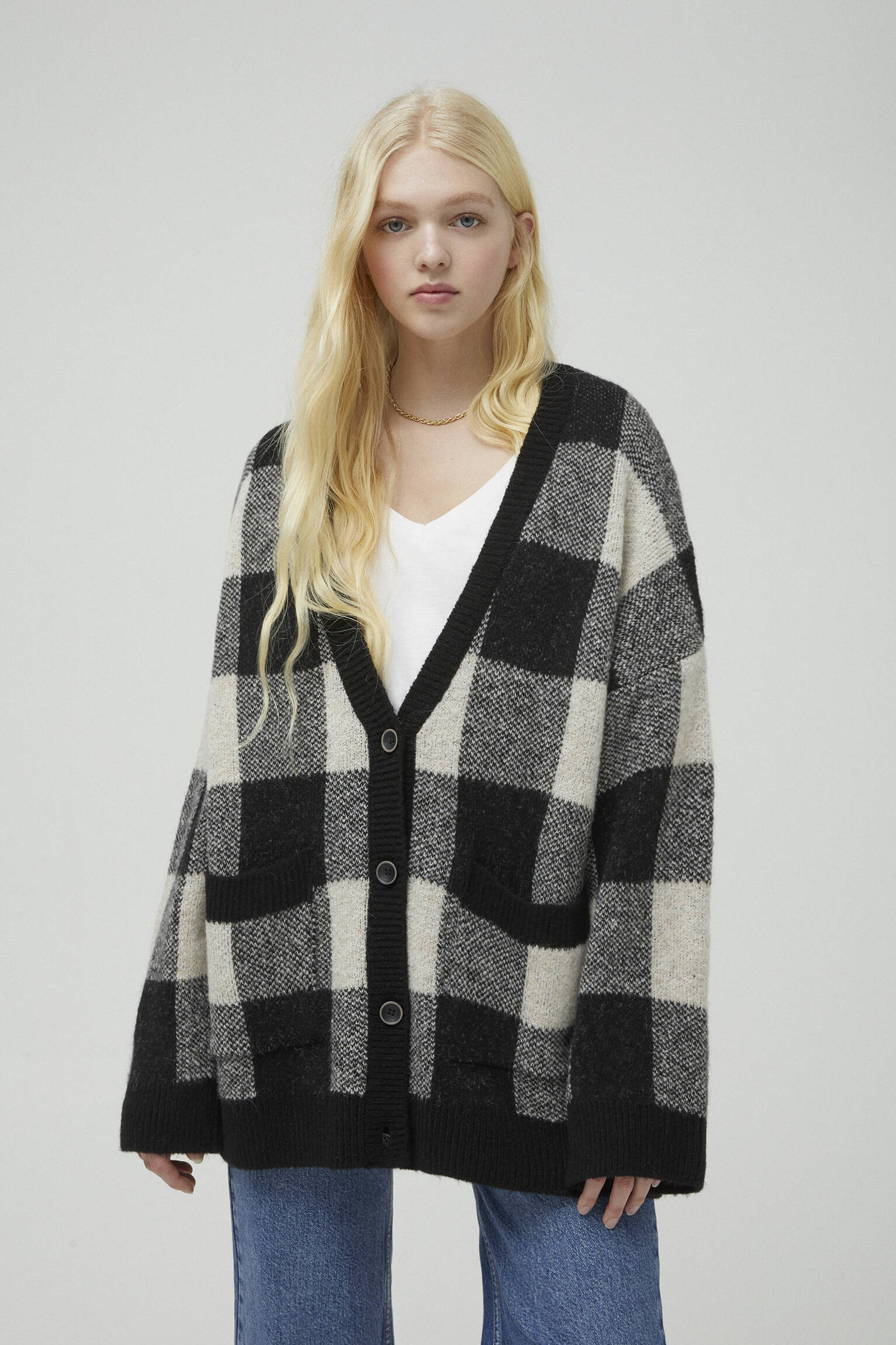 Pull & Bear - Check cardigan with buttons