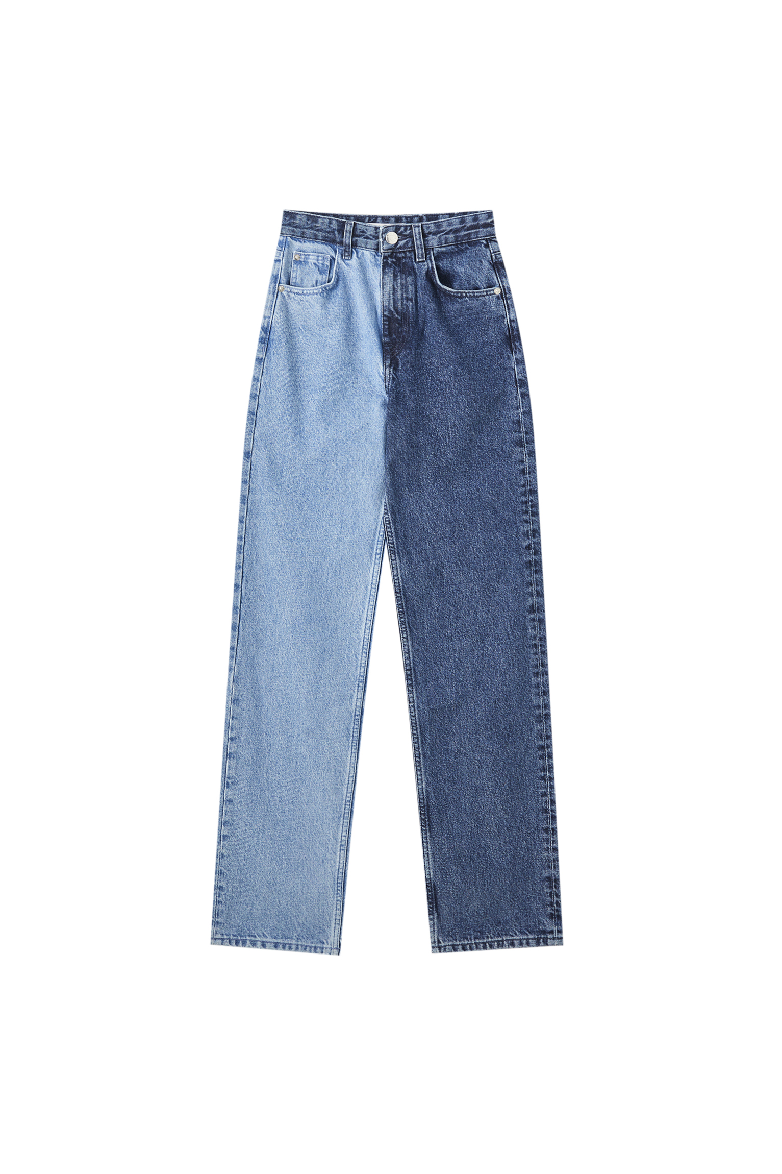 jeans with different coloured legs