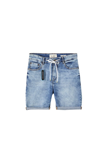 Blue skinny fit denim Bermuda shorts - PULL\u0026BEAR