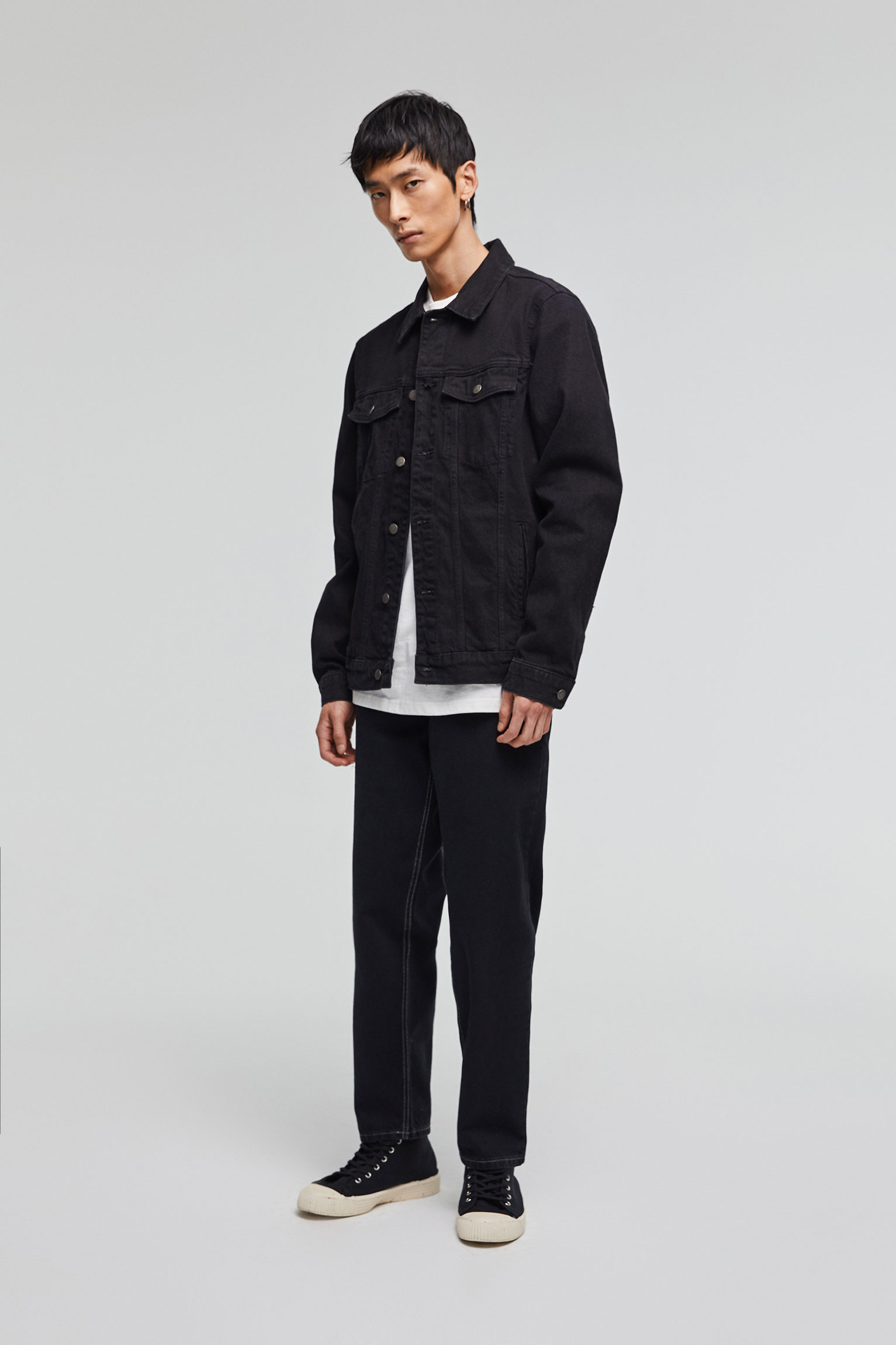 pull&bear denim jacket in black