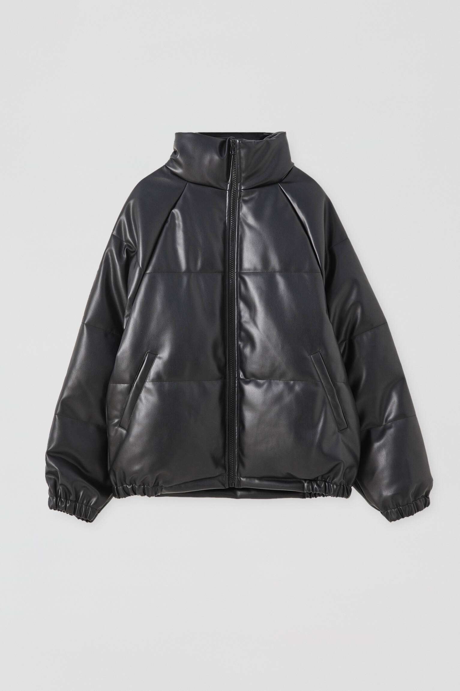 Bear - Black faux leather puffer jacket