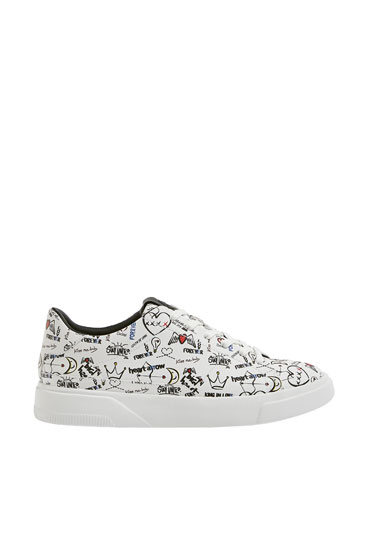 All-over graffiti print trainers - PULL 